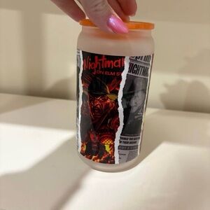 Nightmare on Elm Street Horror Glass Can-Style Tumbler - Orange